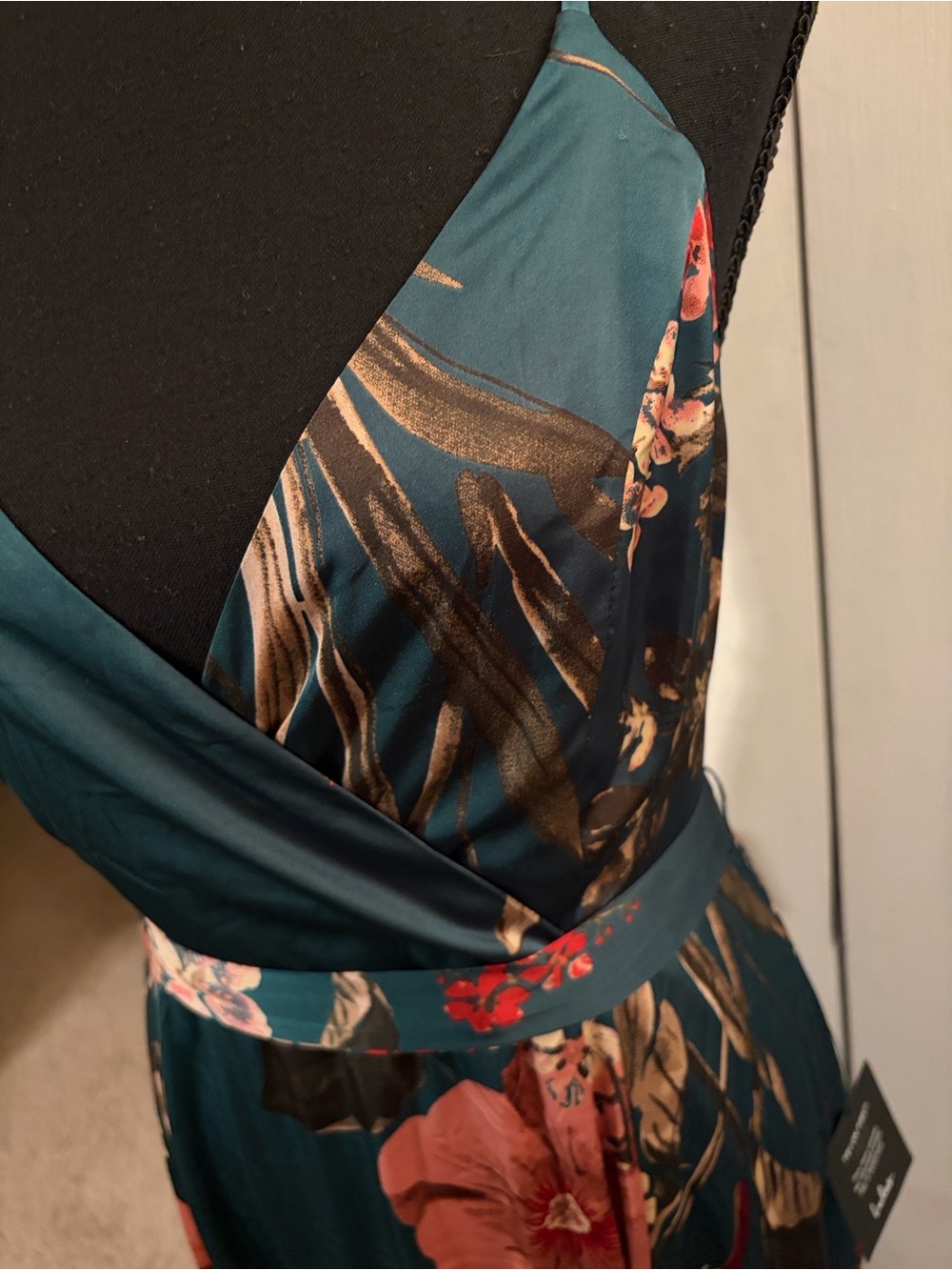 Lulu's Still the One Emerald Green Floral Print Satin Maxi Dress - Picture 4 of 8